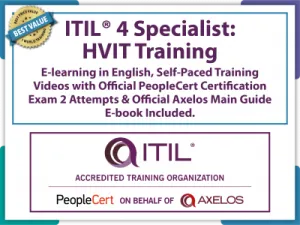 Special Offer ITIL® 4 Specialist: High Velocity IT (HVIT) E-Learning Self-Paced Training Videos with Official PeopleCert Certification Exam 2 Attempts & Official Axelos Main Guide E-book – 1WorldVerify.